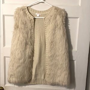 Cream colored fur vest